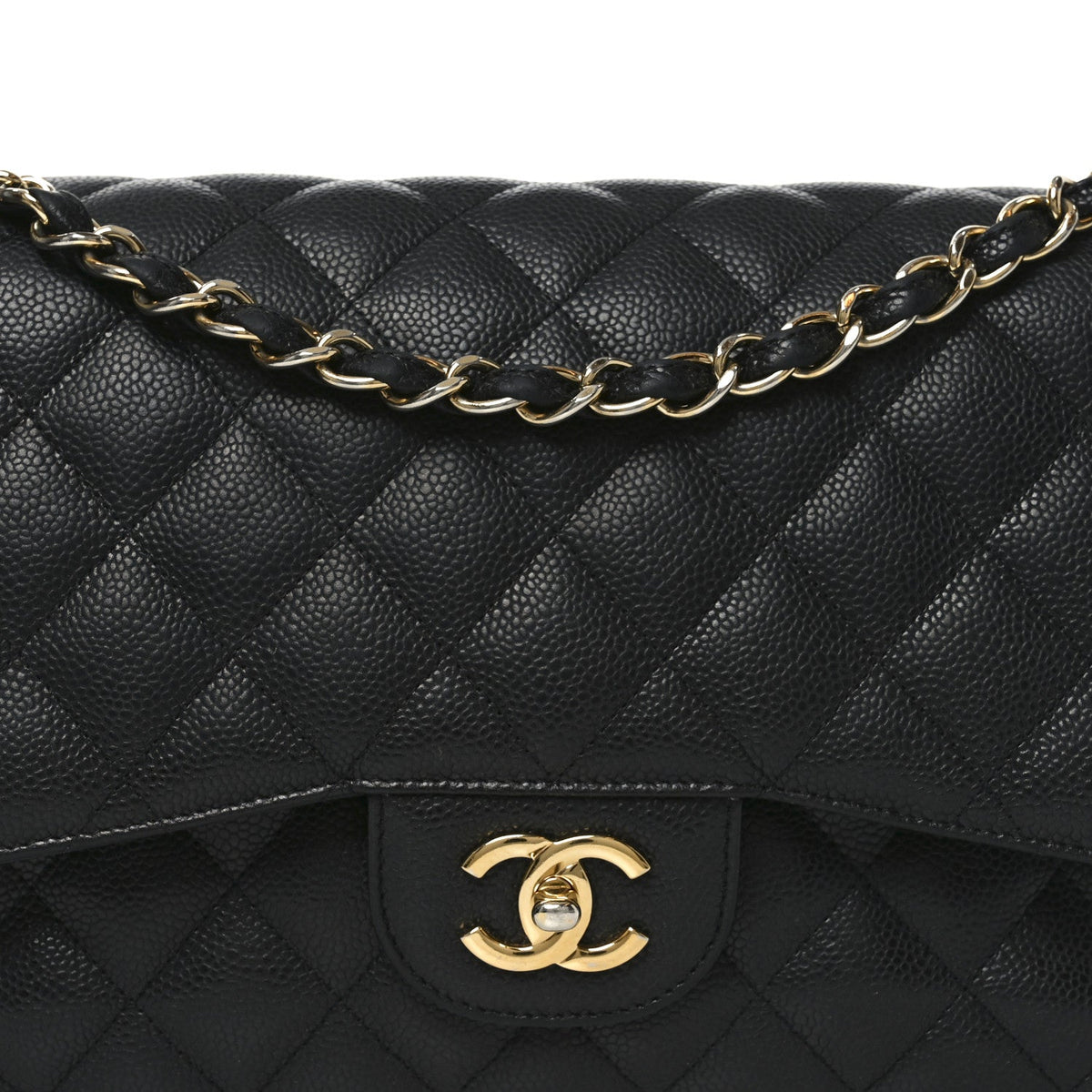 Caviar Quilted Jumbo Double Flap Black
