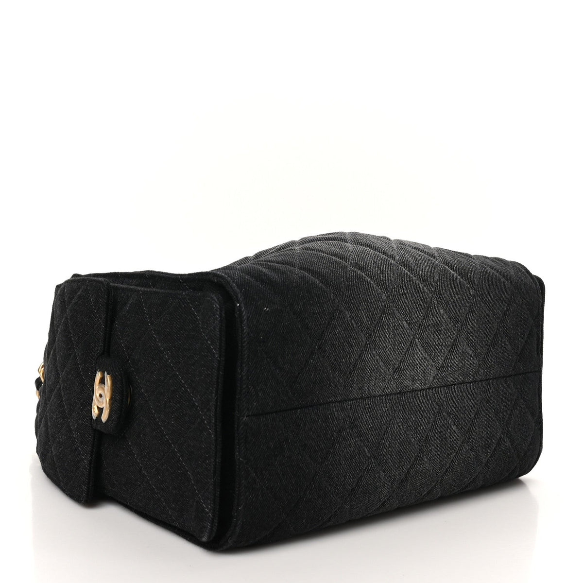 Washed Denim Quilted Small Chanel 25 Handbag Black