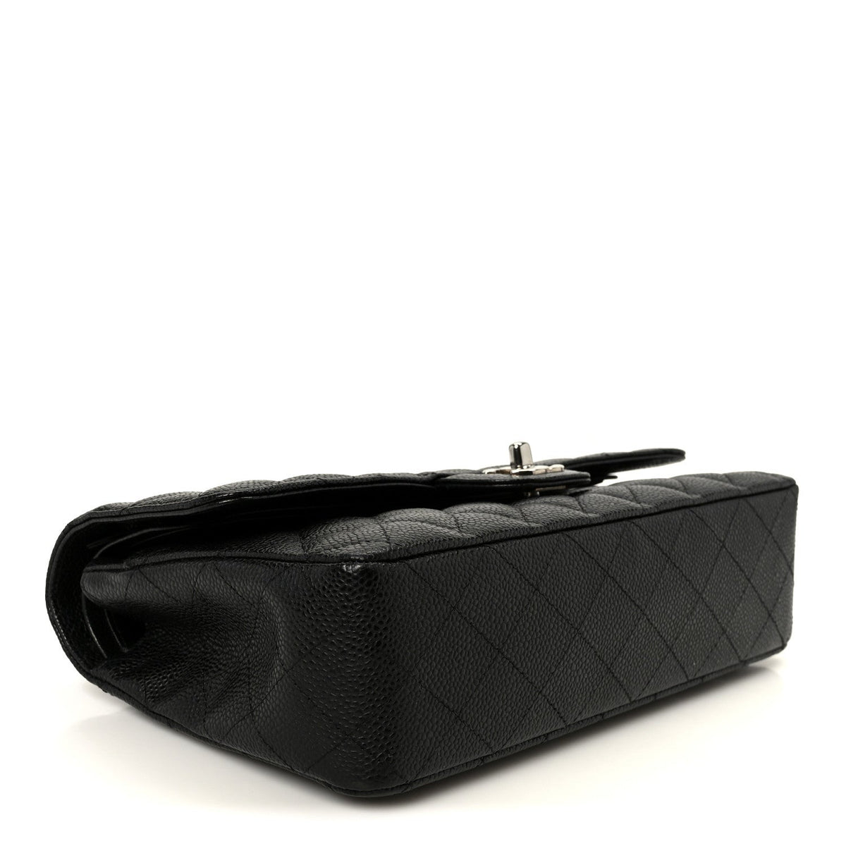 Caviar Quilted Medium Double Flap Black