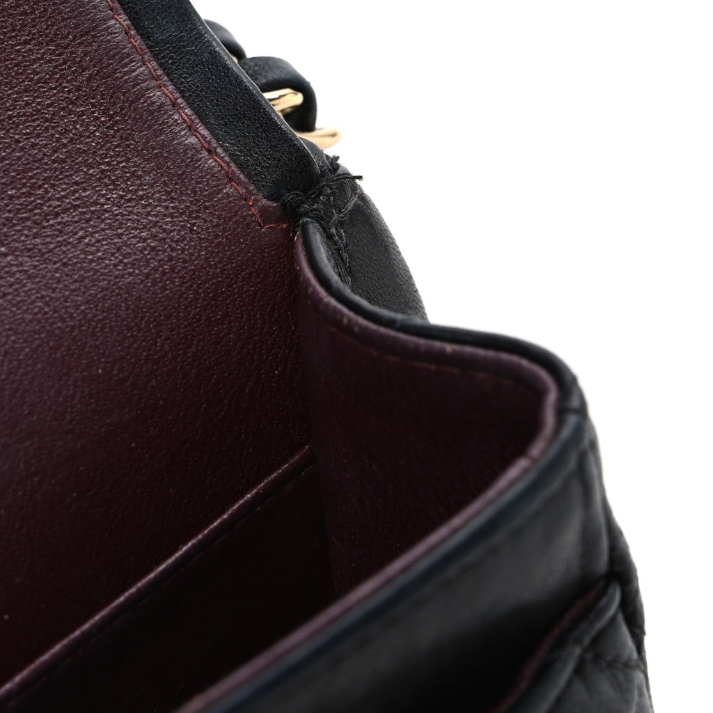 Lambskin Quilted Medium Double Flap Black