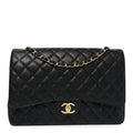 Caviar Quilted Maxi Double Flap Black