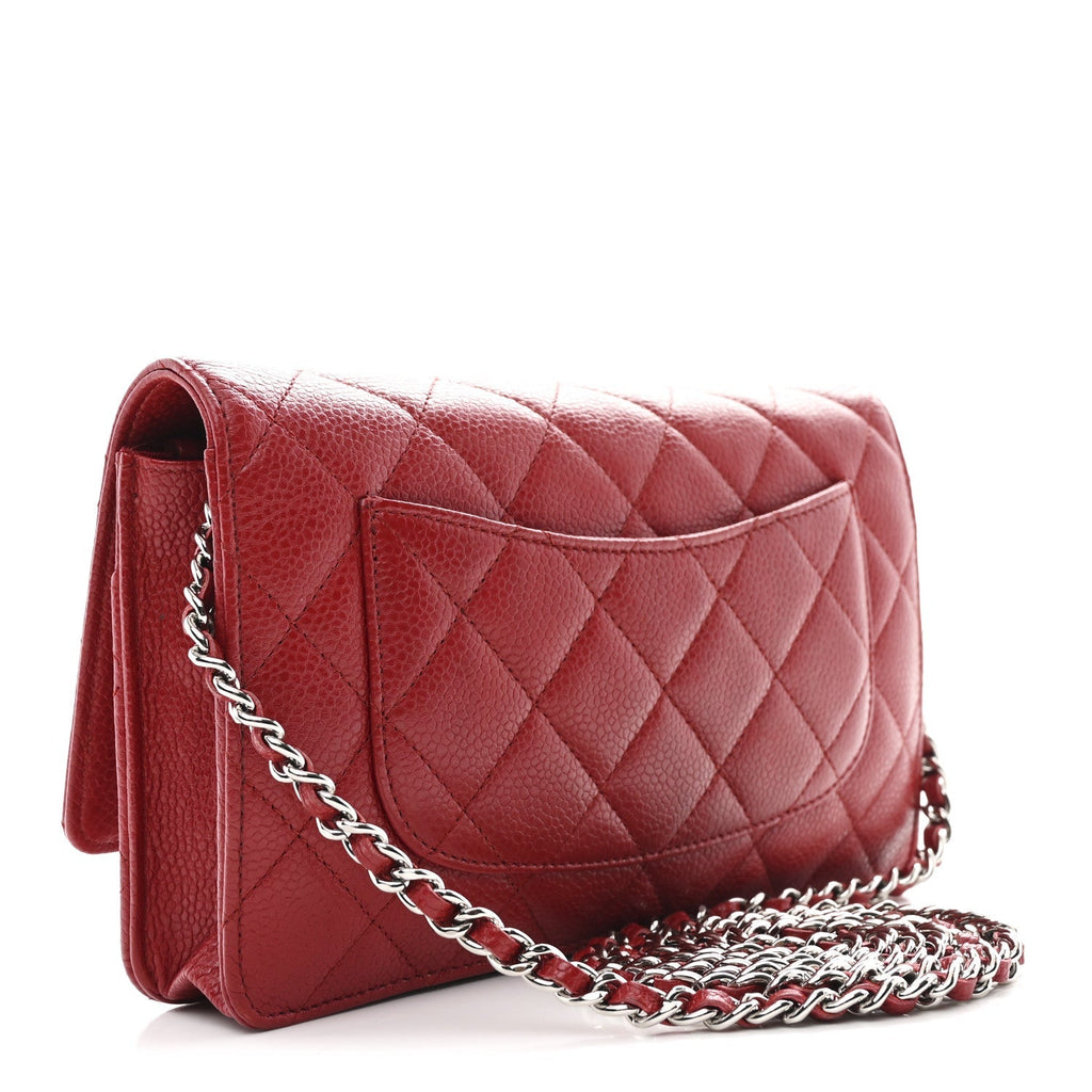 Caviar Quilted Wallet on Chain WOC Red