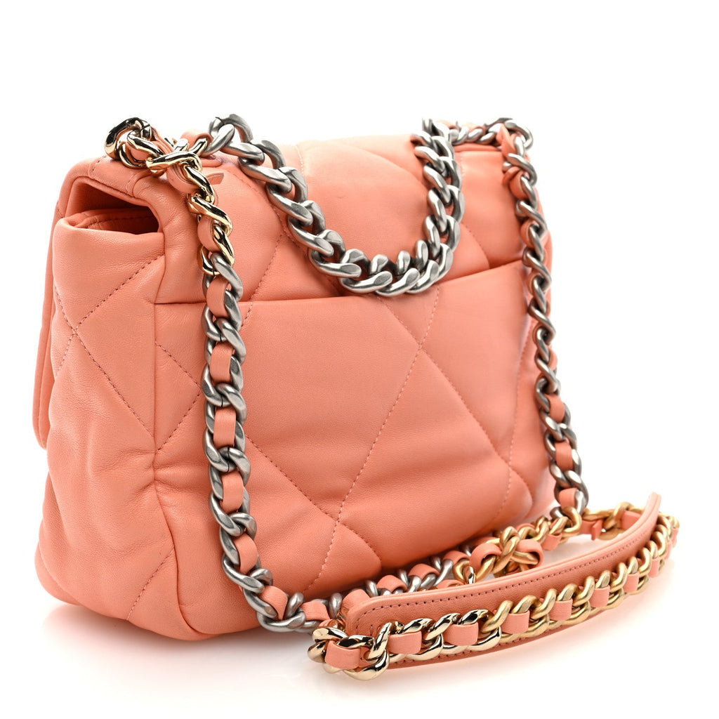 Lambskin Quilted Medium Chanel 19 Flap Light Orange