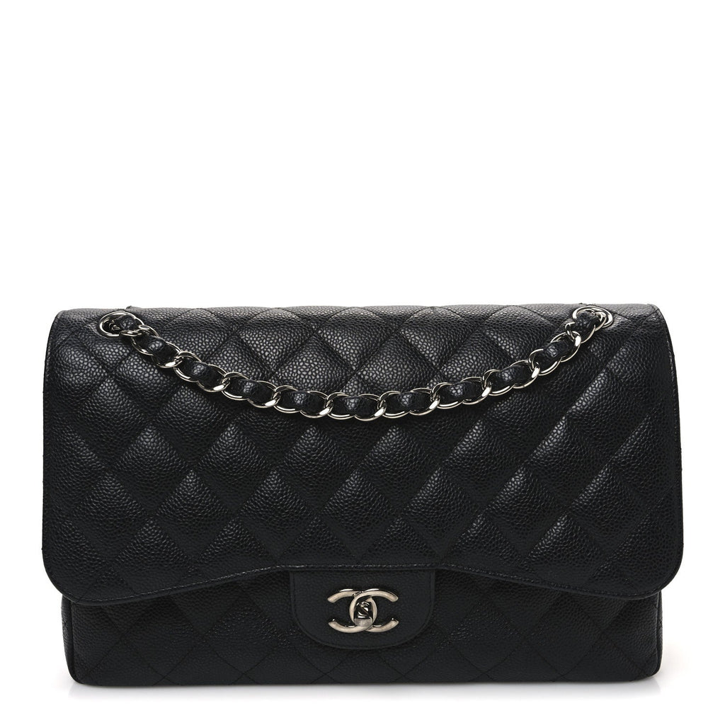 Caviar Quilted Jumbo Double Flap Black