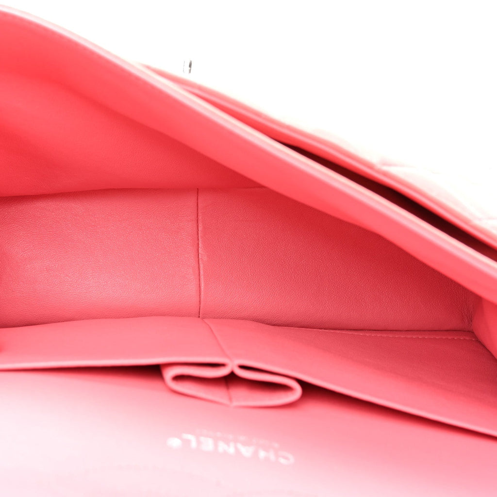 Lambskin Quilted Jumbo Double Flap Pink