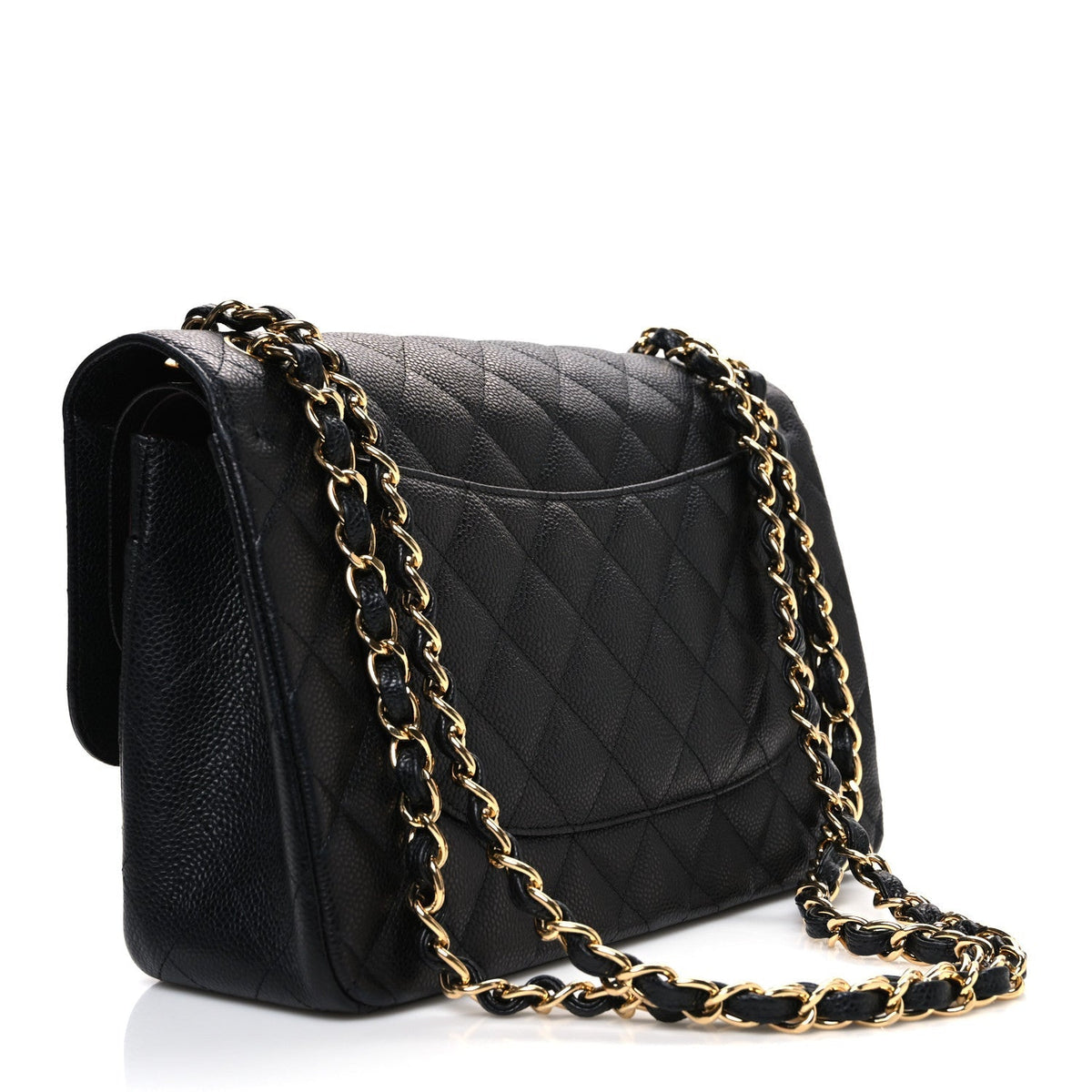 Caviar Quilted Jumbo Double Flap Black