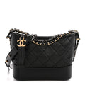 Aged Calfskin Quilted Small Gabrielle Hobo Black
