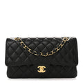 Caviar Quilted Medium Double Flap Black