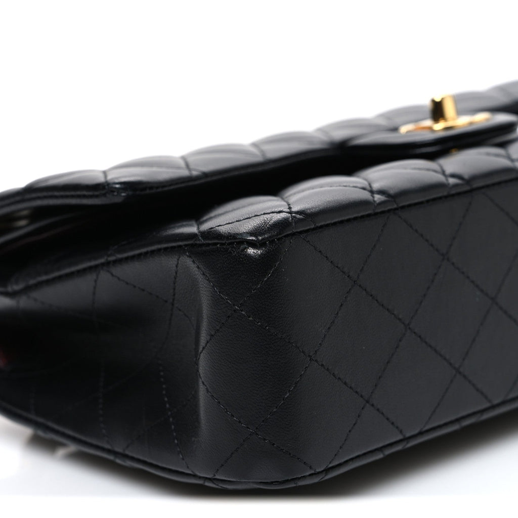 Lambskin Quilted Medium Double Flap Black