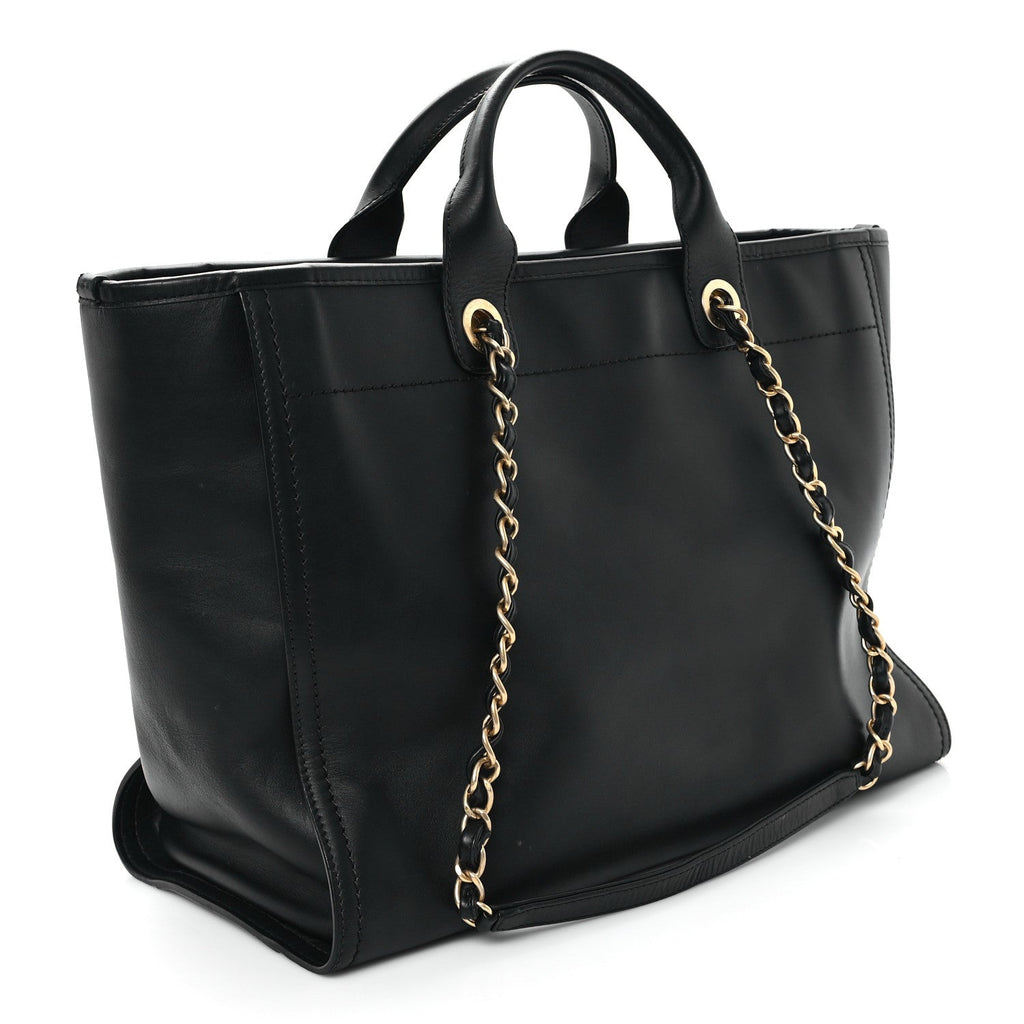 Calfskin Medium Deauville Tote Black