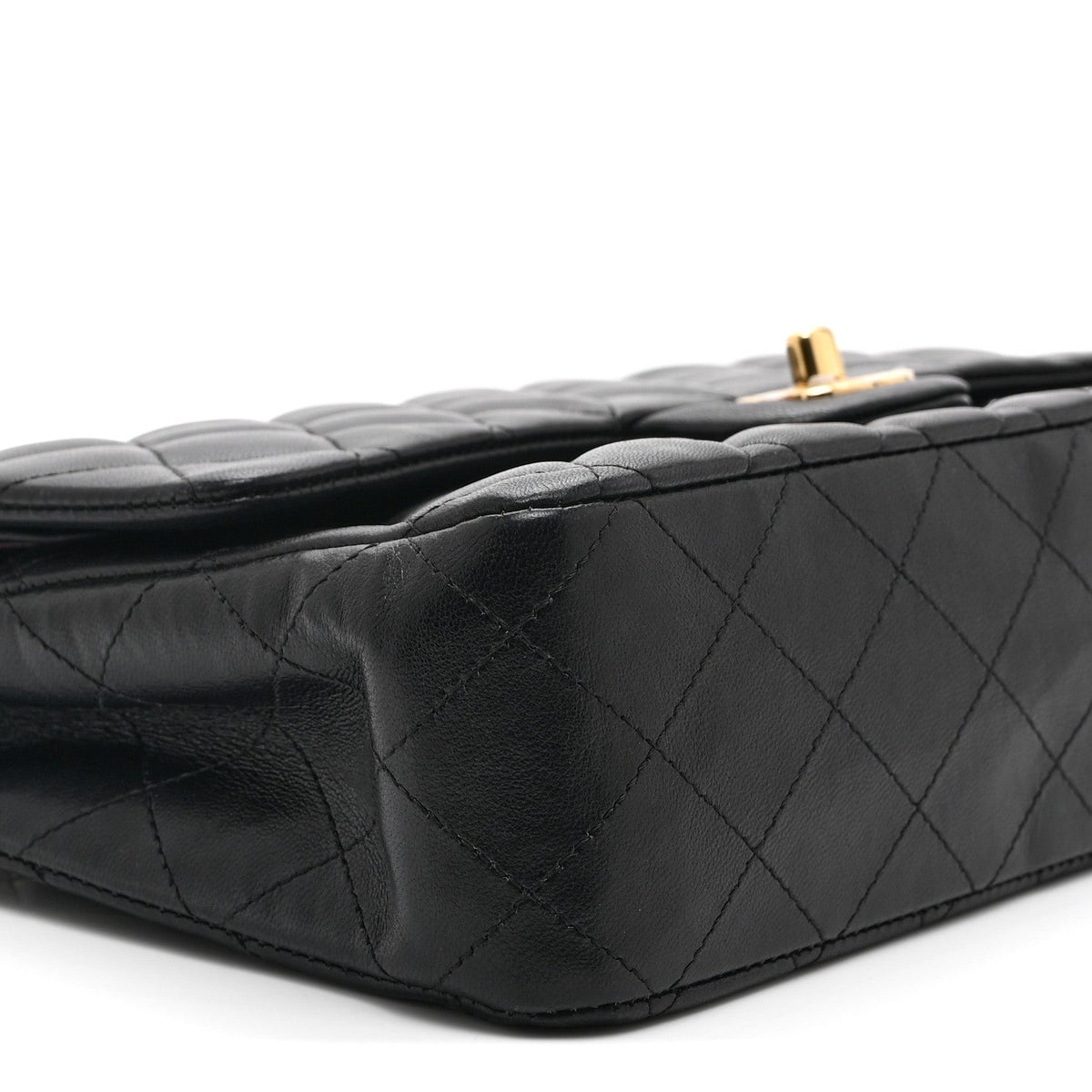Lambskin Quilted Medium Double Flap Black