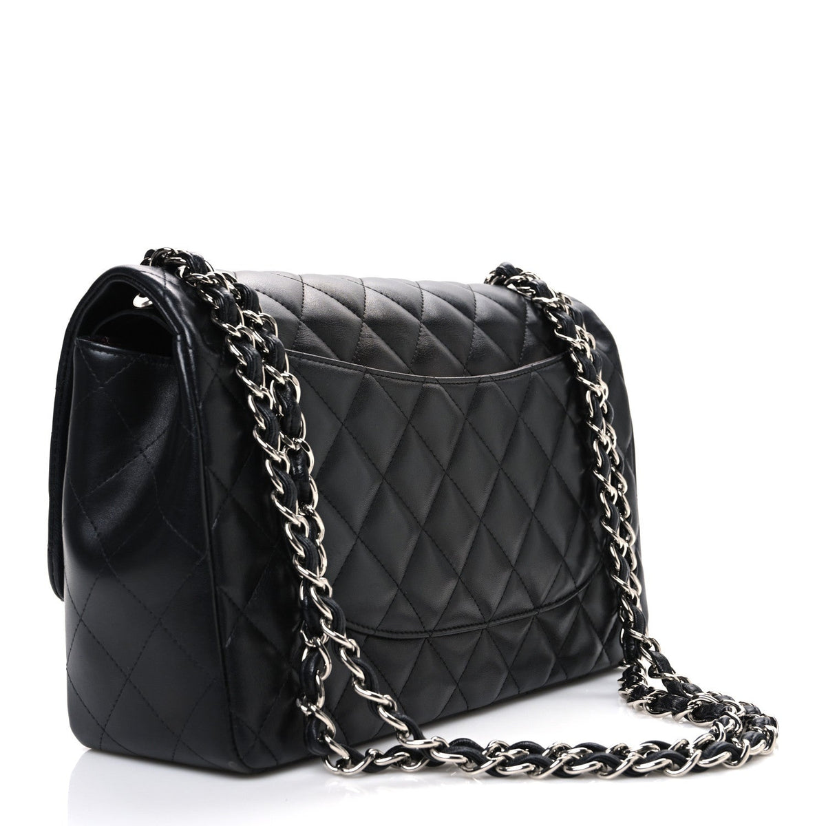 Lambskin Quilted Jumbo Double Flap Black