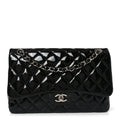 Patent Quilted Jumbo Double Flap Black