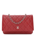 Caviar Quilted Wallet on Chain WOC Red