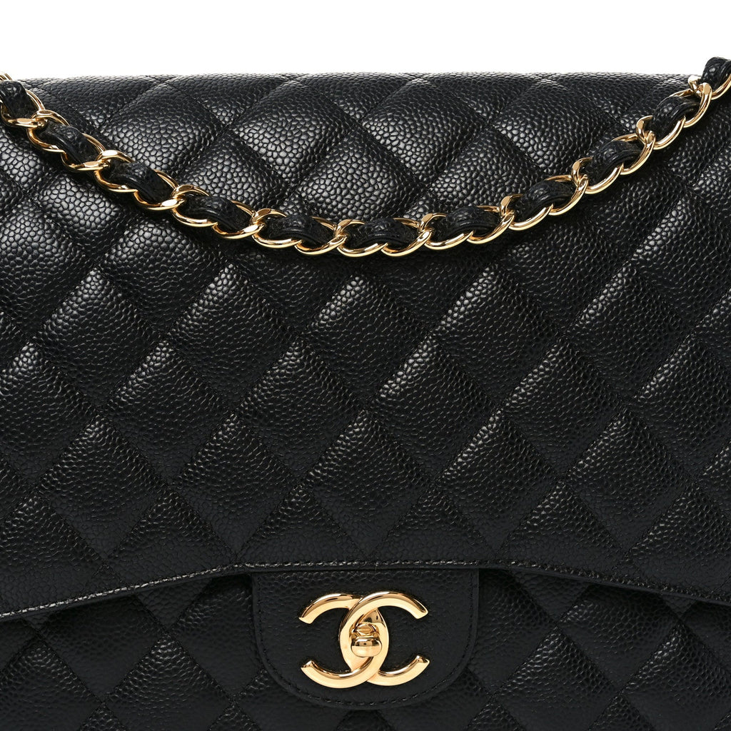 Caviar Quilted Maxi Double Flap Black