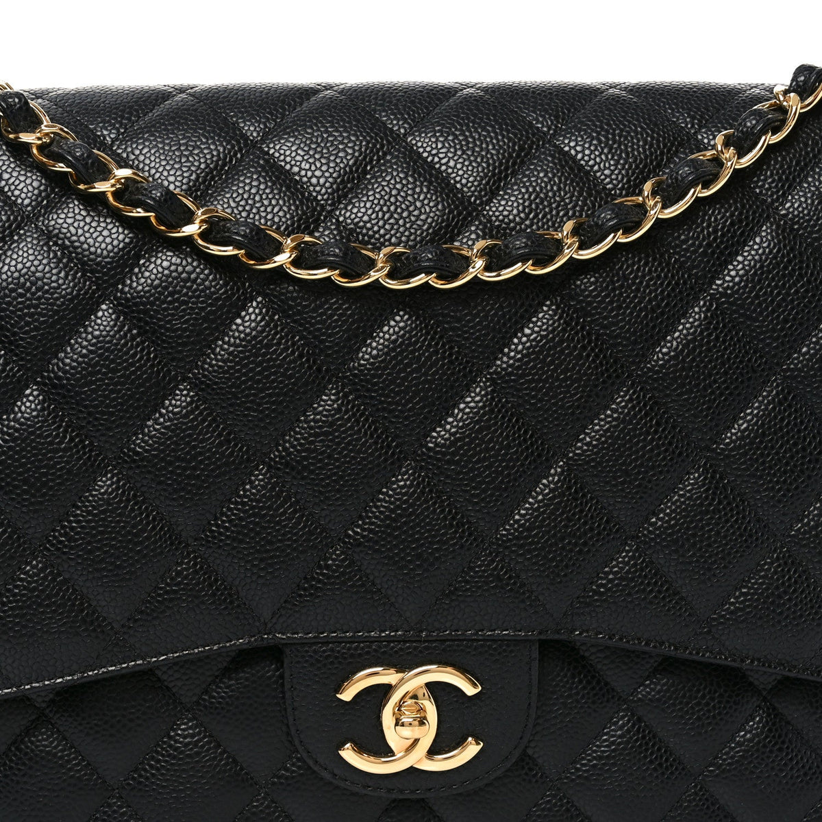 Caviar Quilted Maxi Double Flap Black