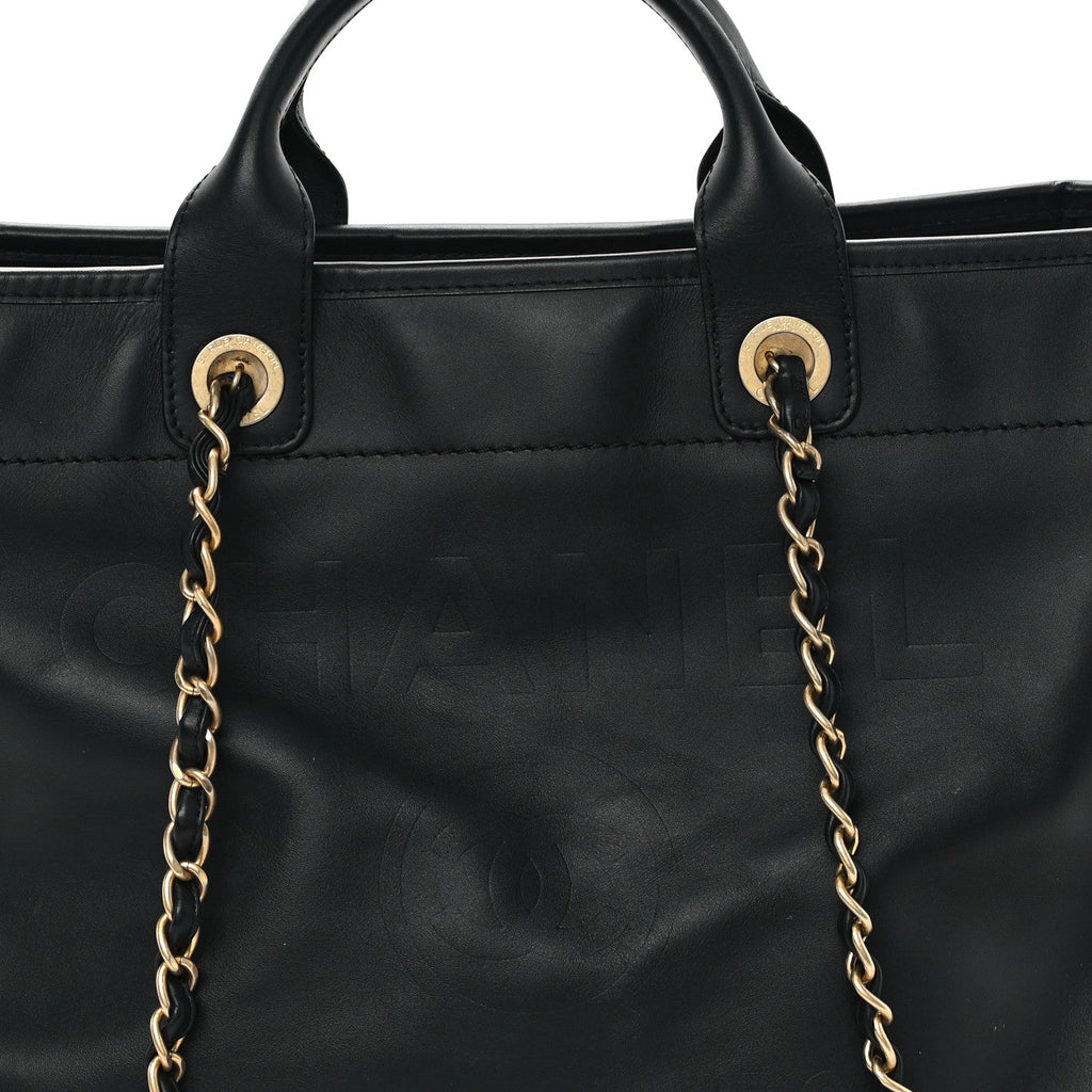 Calfskin Medium Deauville Tote Black