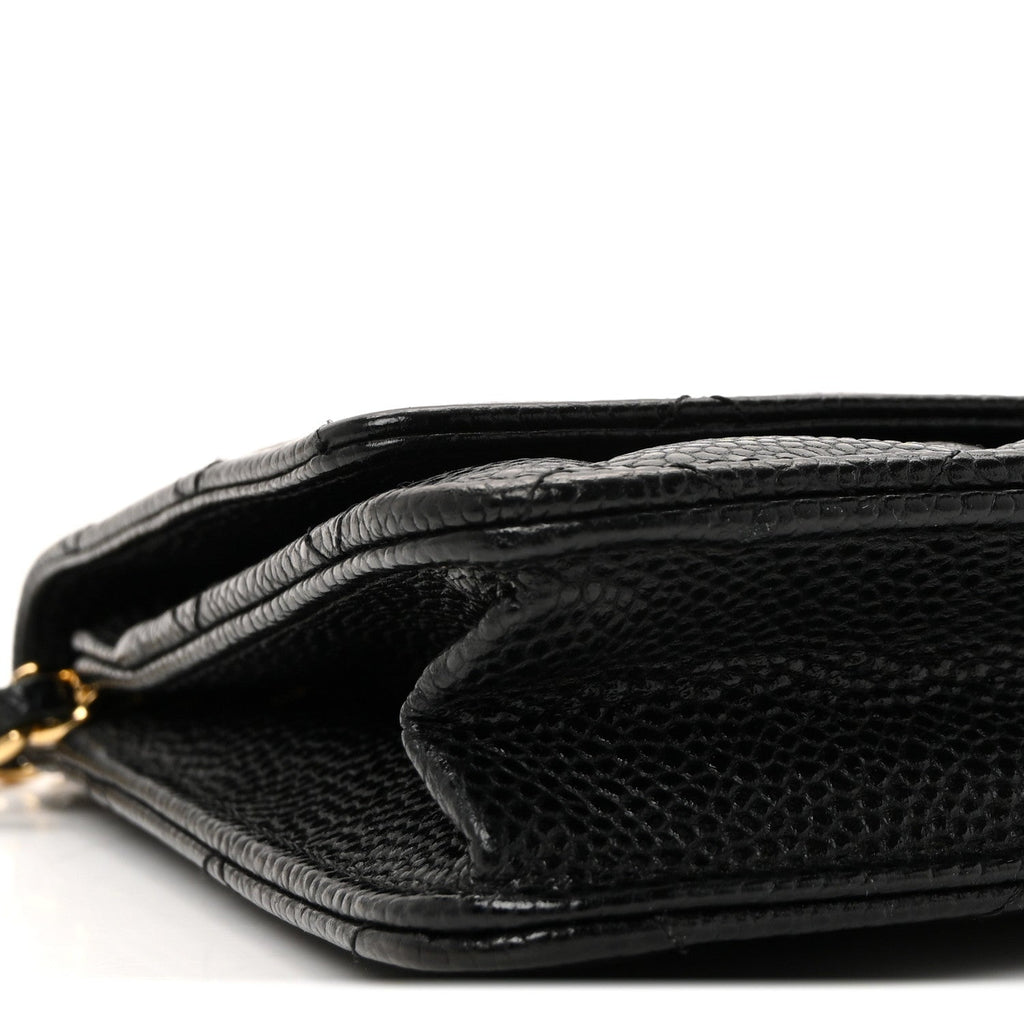 Caviar Quilted Wallet on Chain WOC Black