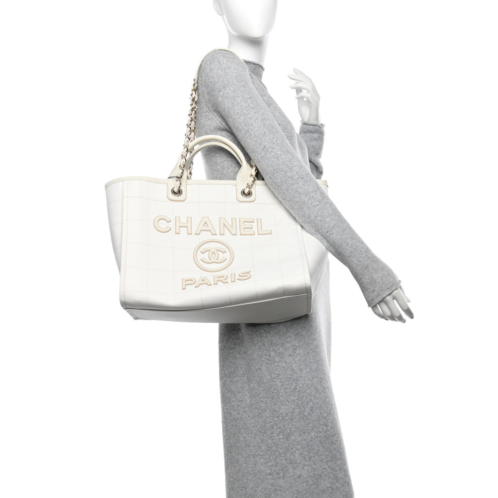 Cotton Medium Deauville Tote White