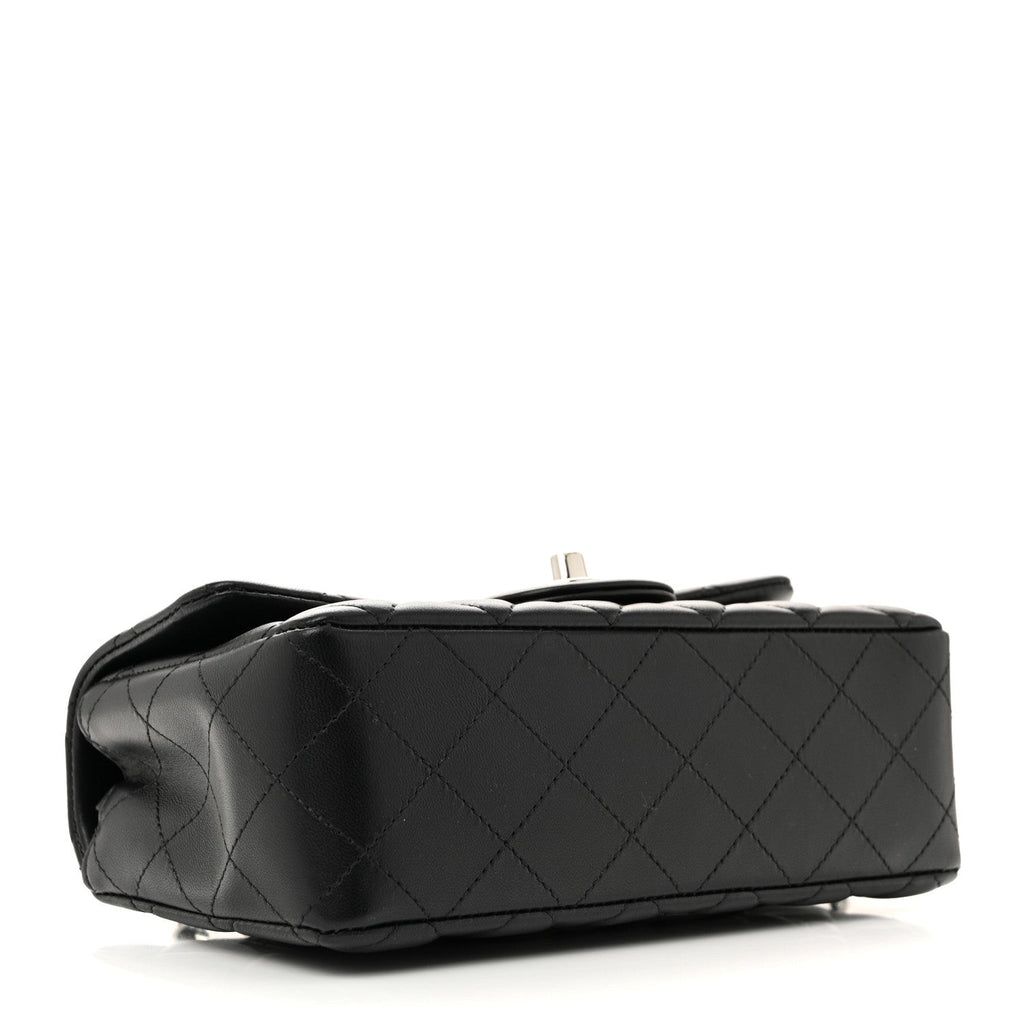 Lambskin Quilted Mini Rectangular Flap Black