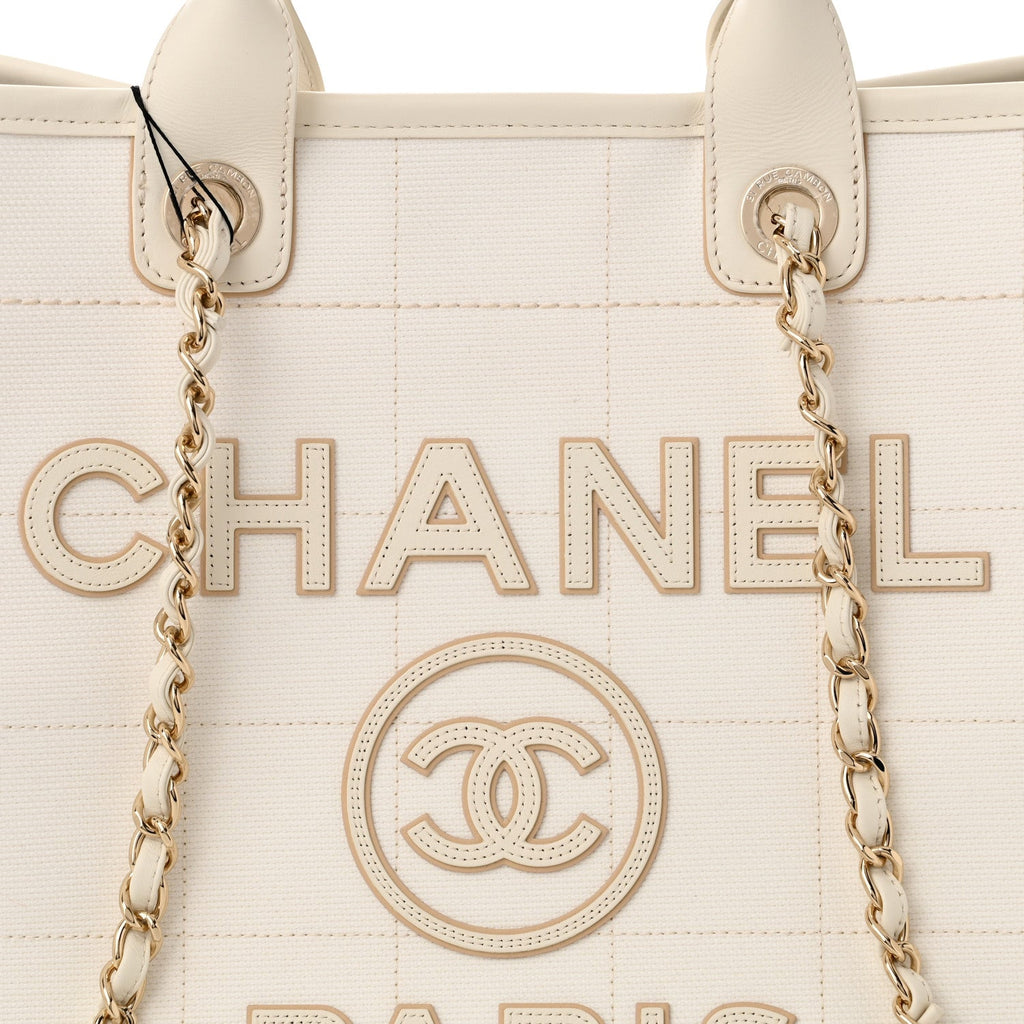 Cotton Medium Deauville Tote White