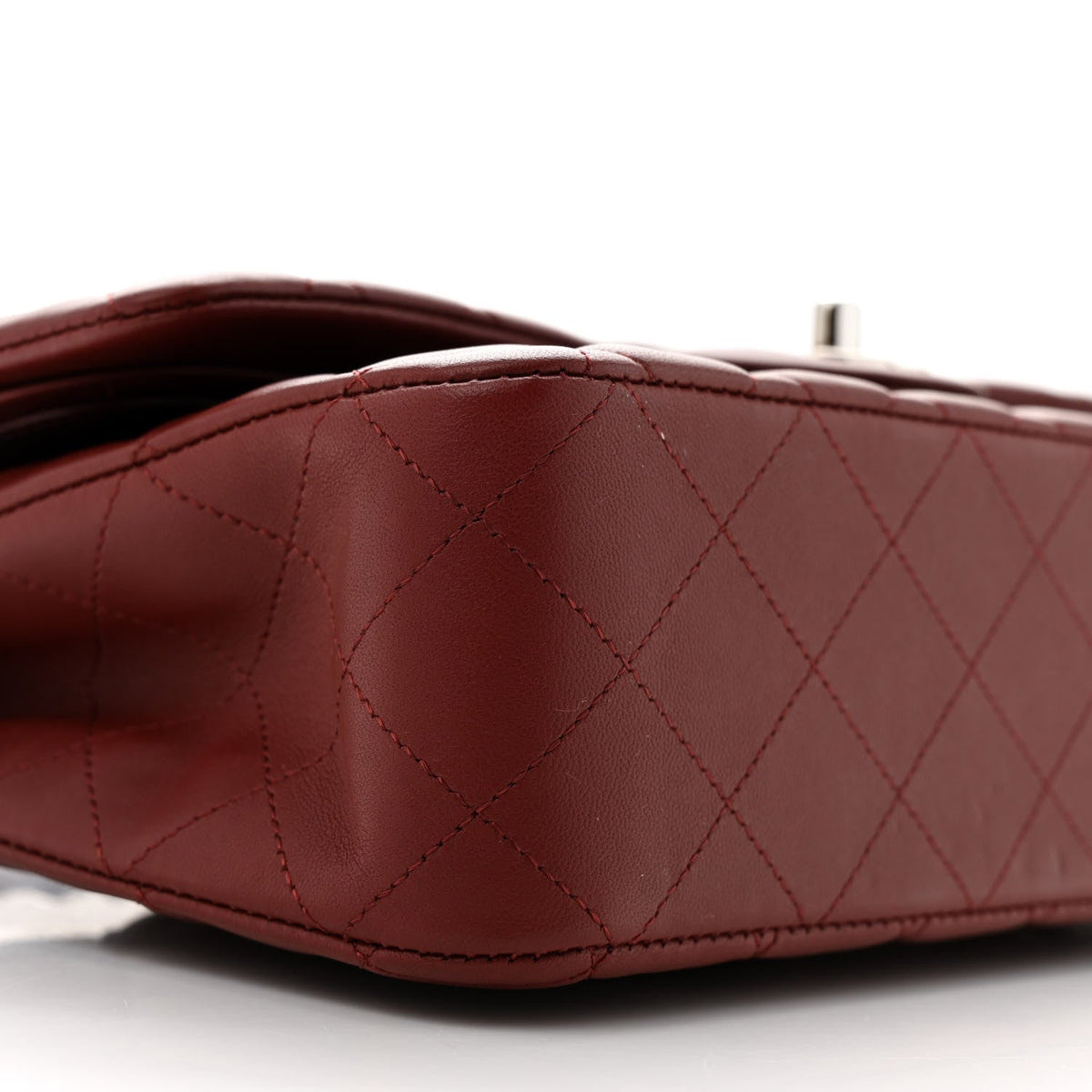 Lambskin Quilted Medium Double Flap Burgundy