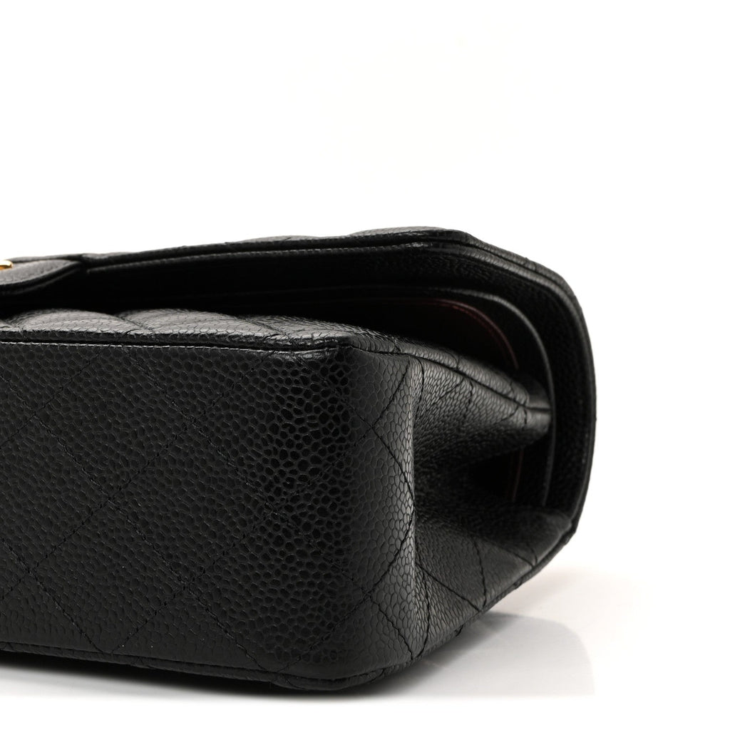 Caviar Quilted Medium Double Flap Black