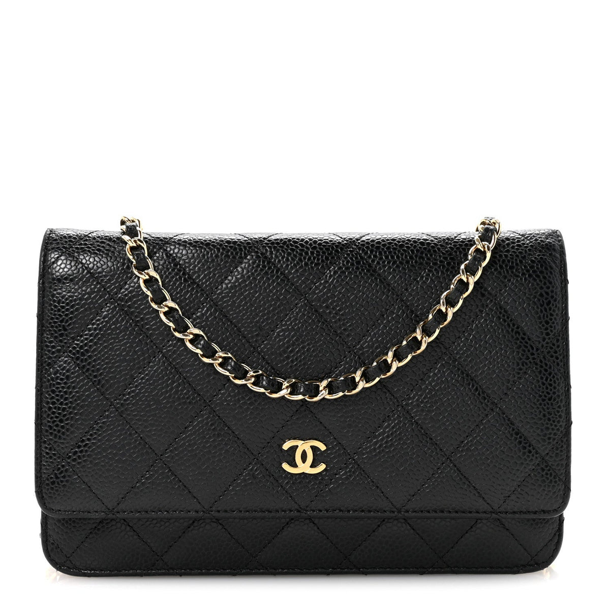 Caviar Quilted Wallet On Chain WOC Black
