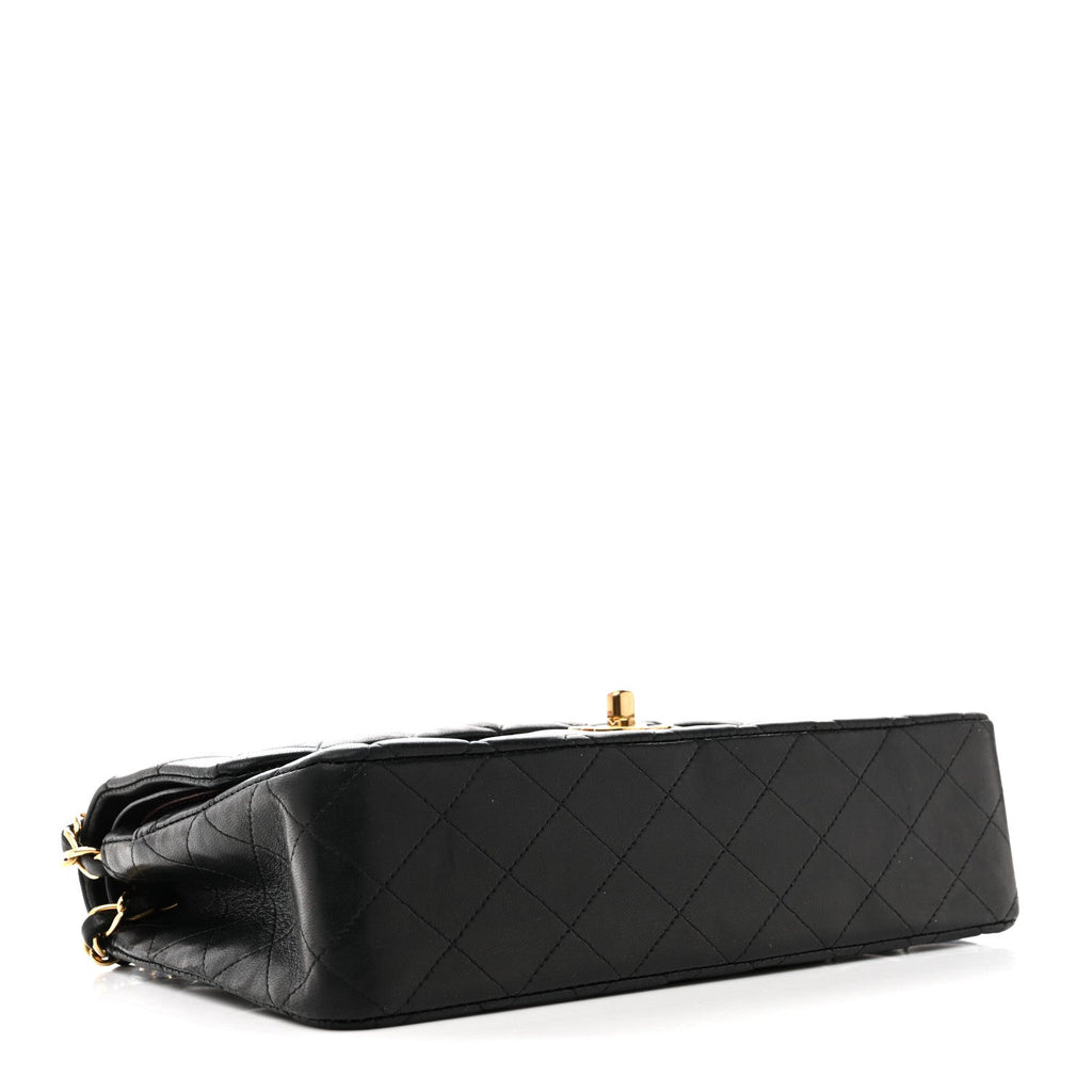 Lambskin Quilted Medium Double Flap Black
