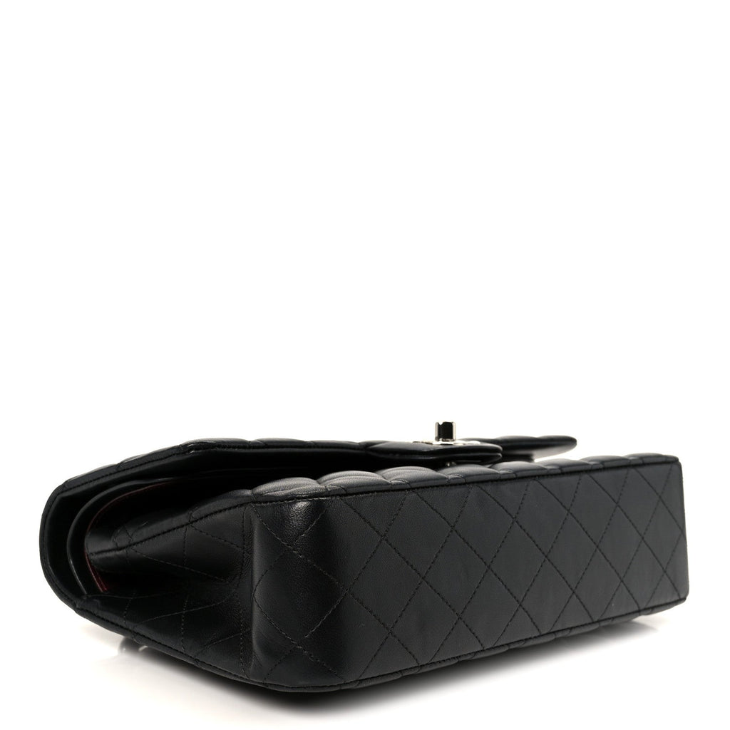 Lambskin Quilted Medium Double Flap Black