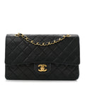 Lambskin Quilted Medium Double Flap Black
