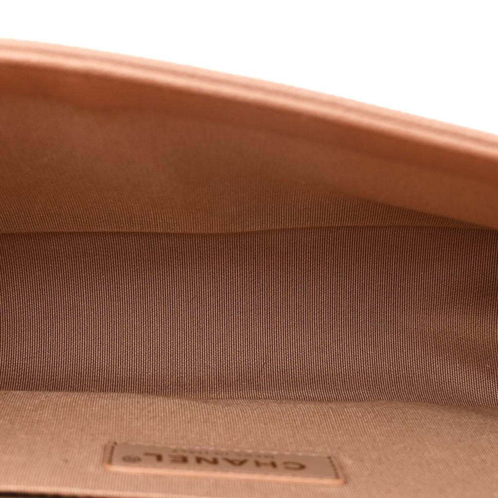 Caviar Chevron Quilted Medium Boy Flap Brown