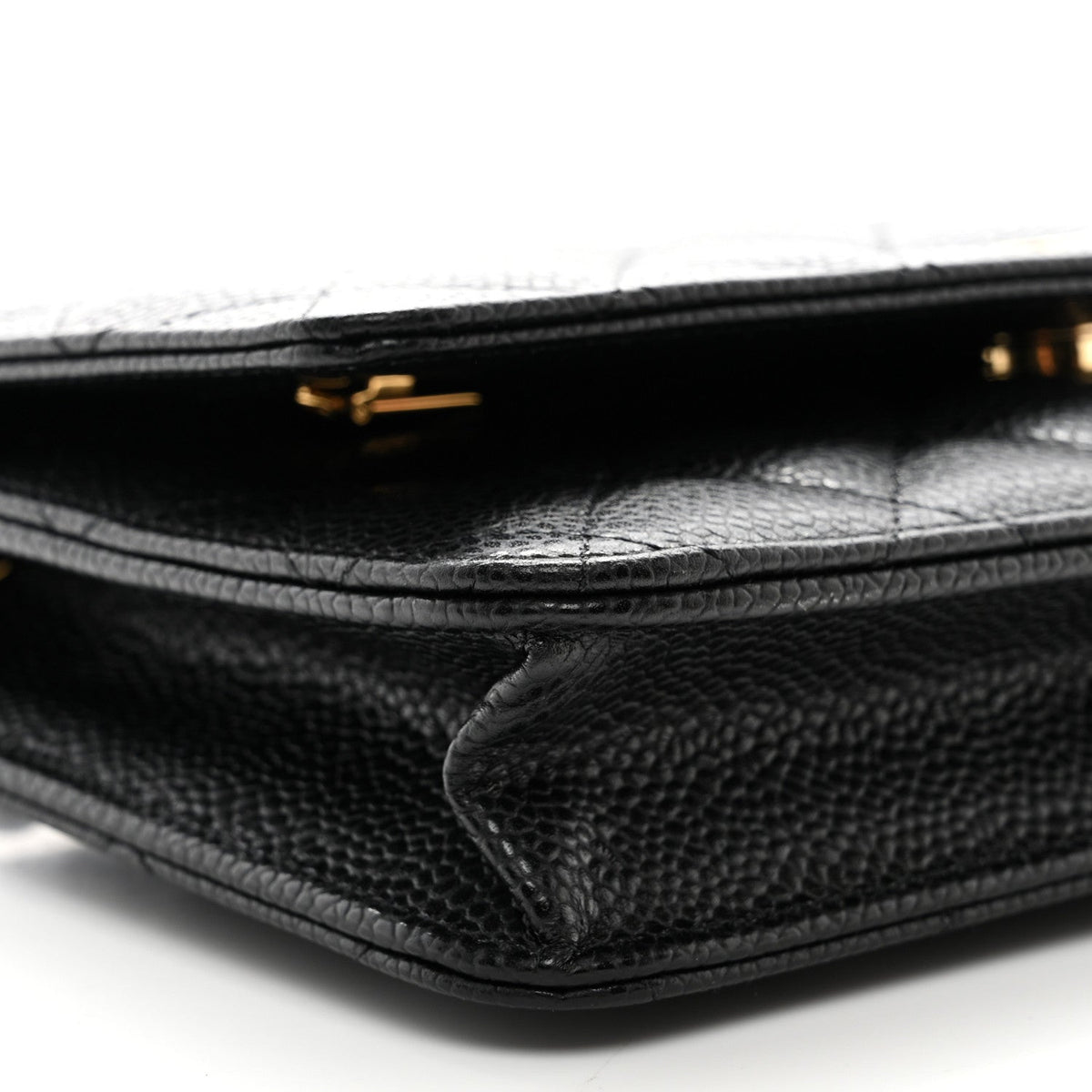Caviar Quilted Wallet on Chain WOC Black