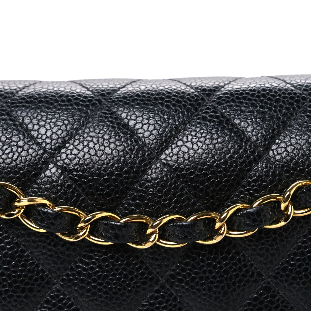 Caviar Quilted Medium Double Flap Black