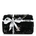 Sequin Ribbon Small Rectangular Flap Black White