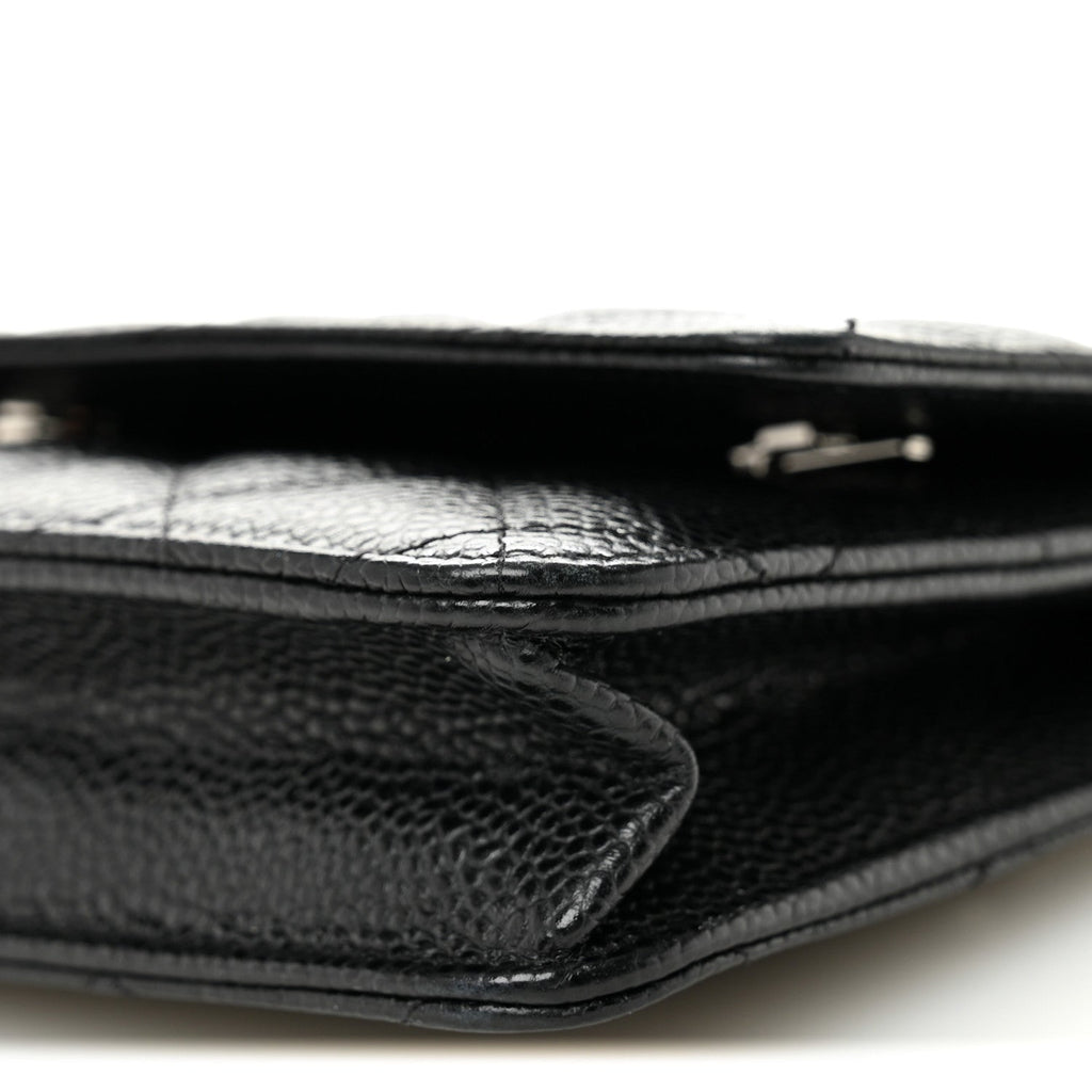 Caviar Quilted Wallet on Chain WOC Black