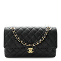Caviar Quilted Medium Double Flap Black
