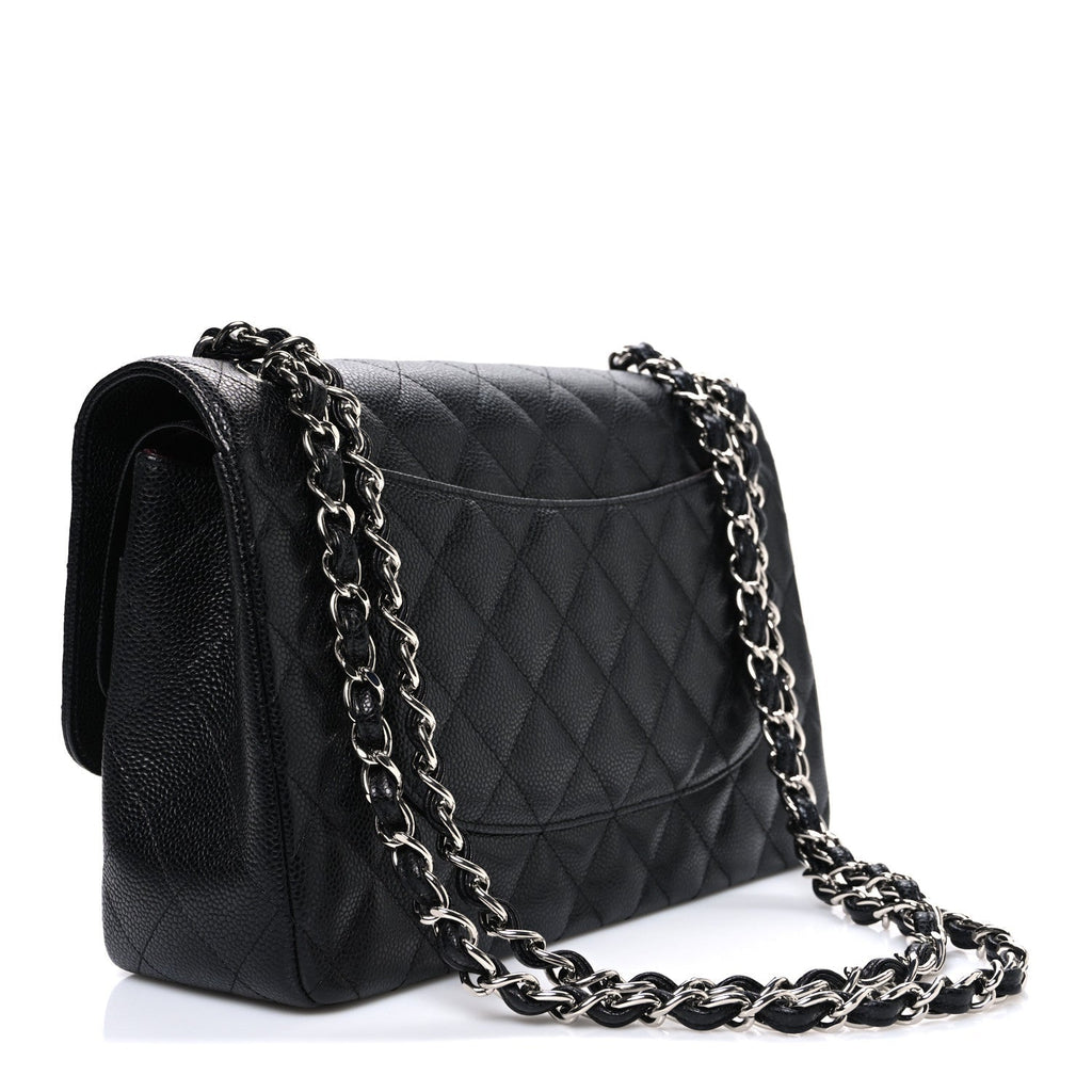 Caviar Quilted Jumbo Double Flap Black