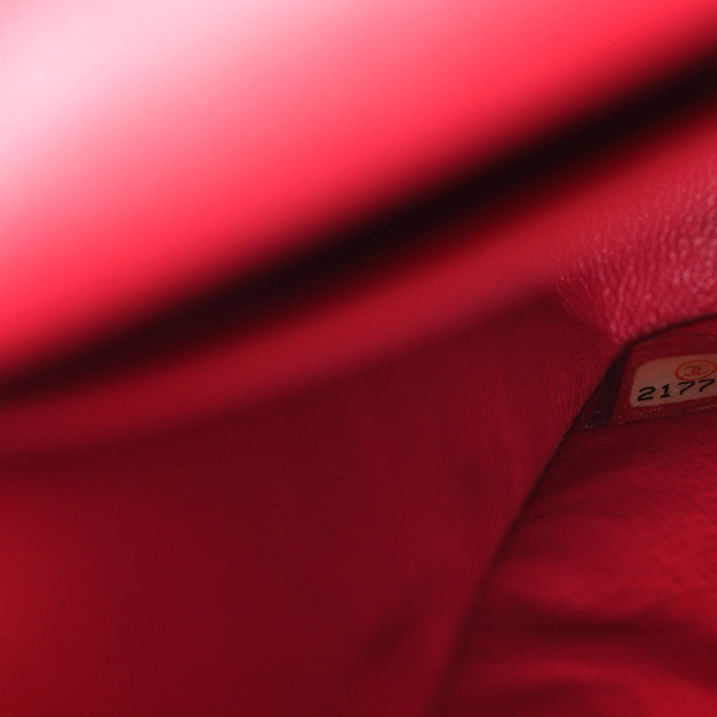 Lambskin Quilted Medium Double Flap Red